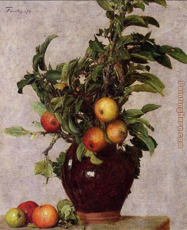 Henri Fantin-Latour Vase with Apples and Foliage